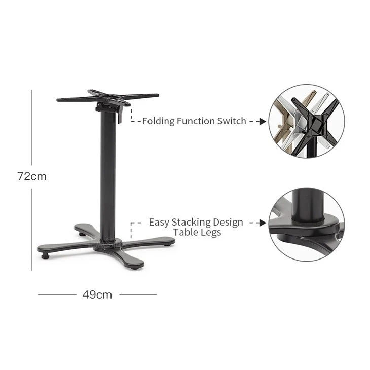 Restaurant Furniture Black French Bistro Table Legs Flip Top 4 Legs